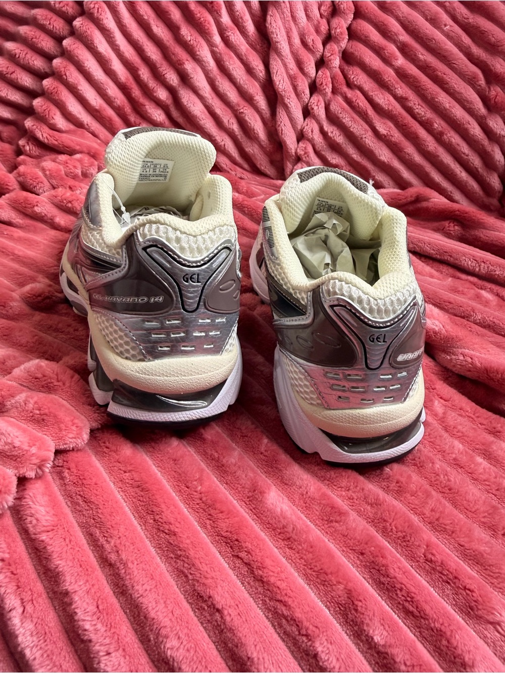 Asics Cream and Silver Athletic Running Shoes with Black Accents - Picture 3 of 4